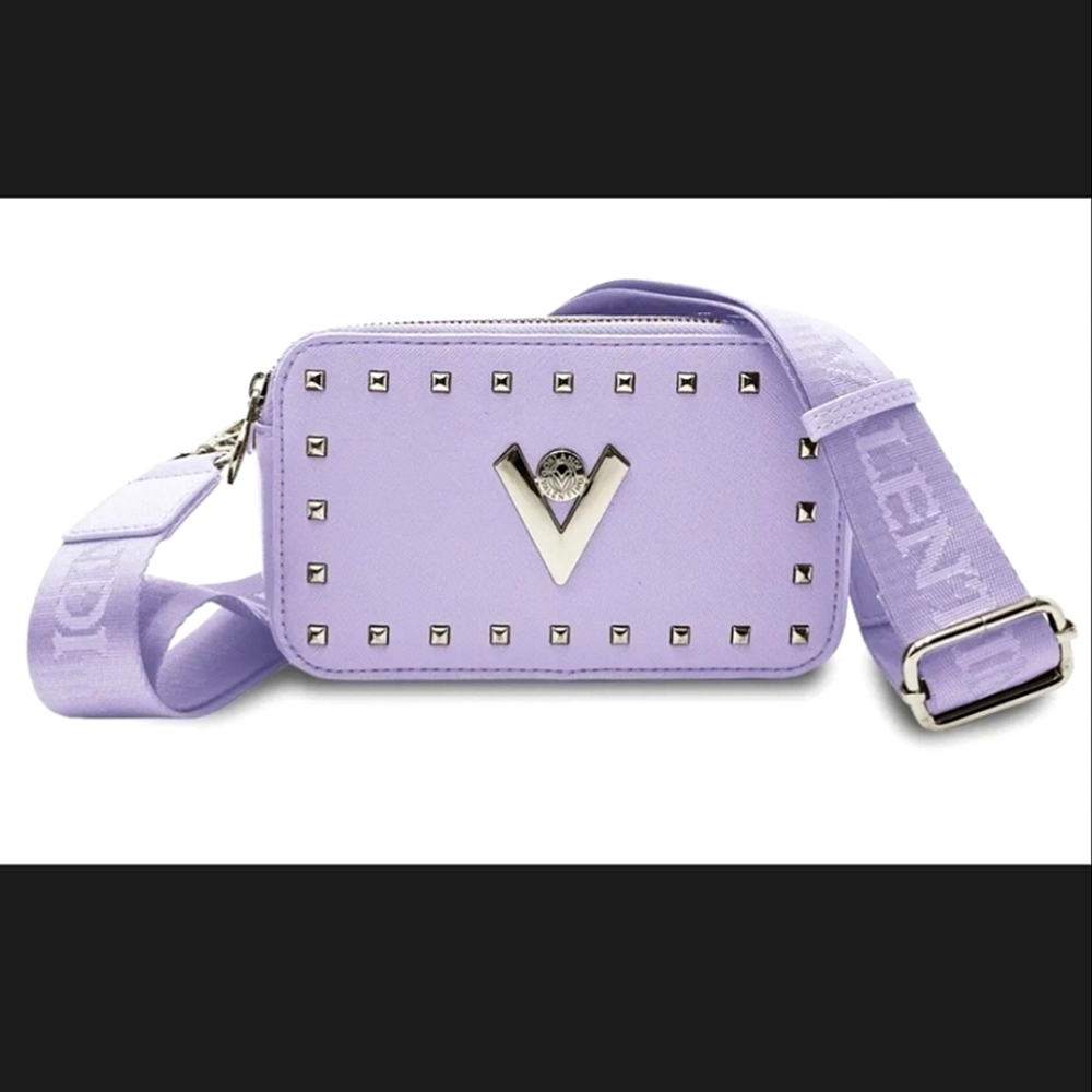 NWT$160 Valentino Orlandi Guitar Strap Crossbody lavender & silver tone hardware